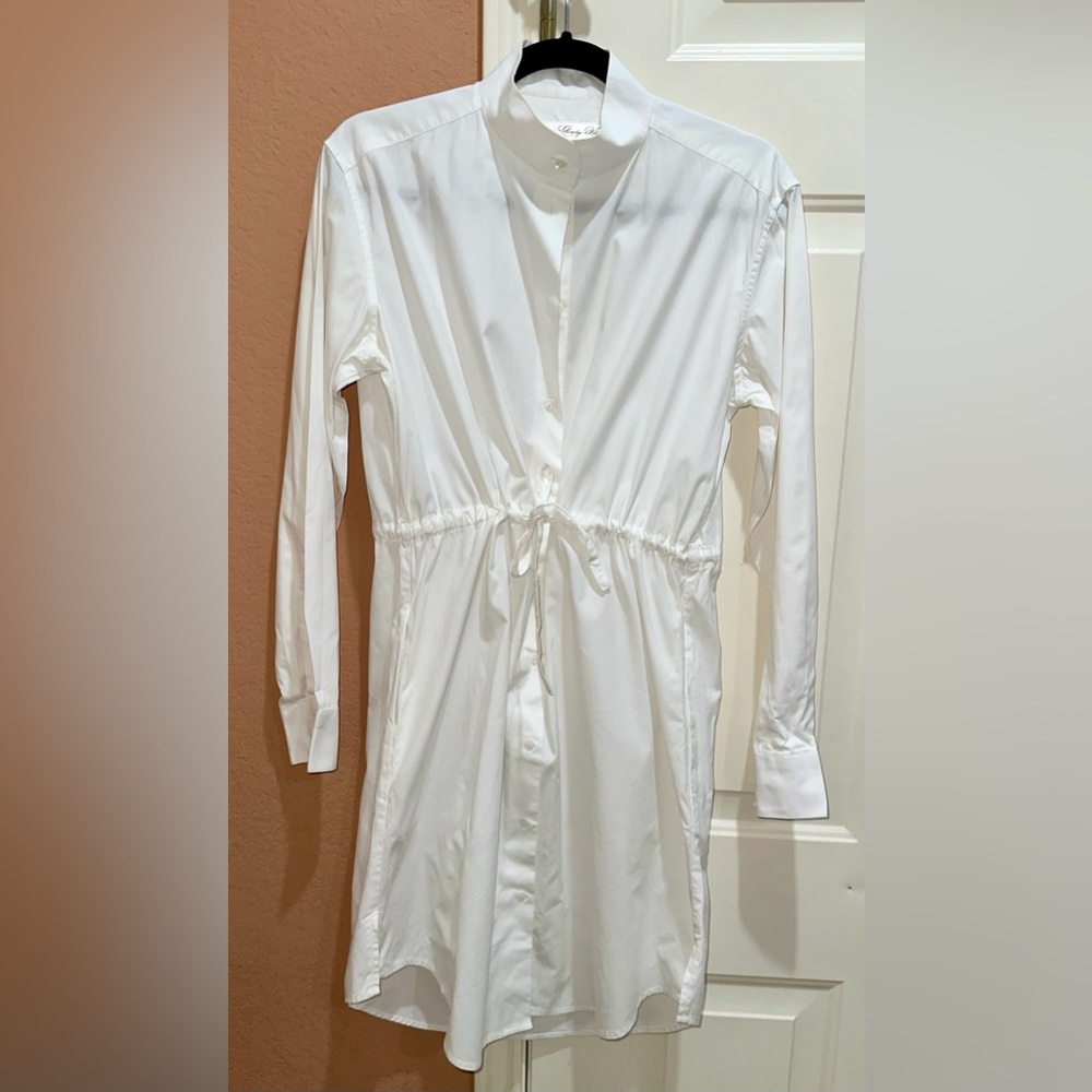 Claridge + King White Cotton Long Sleeve Shirt Dress Size S